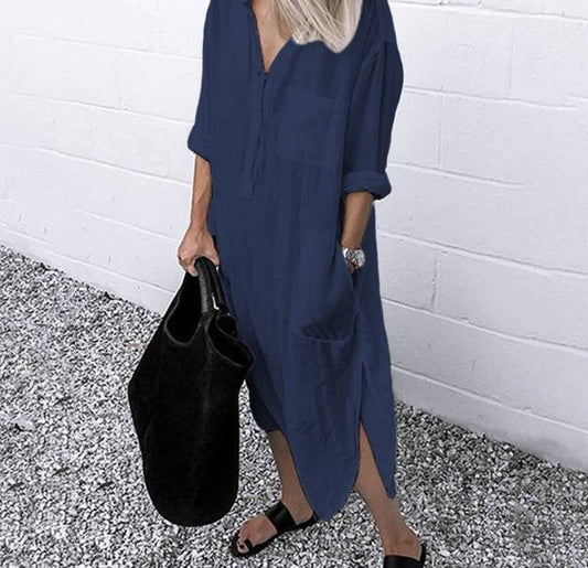 Relaxed Fit Button Down Shirt Dress