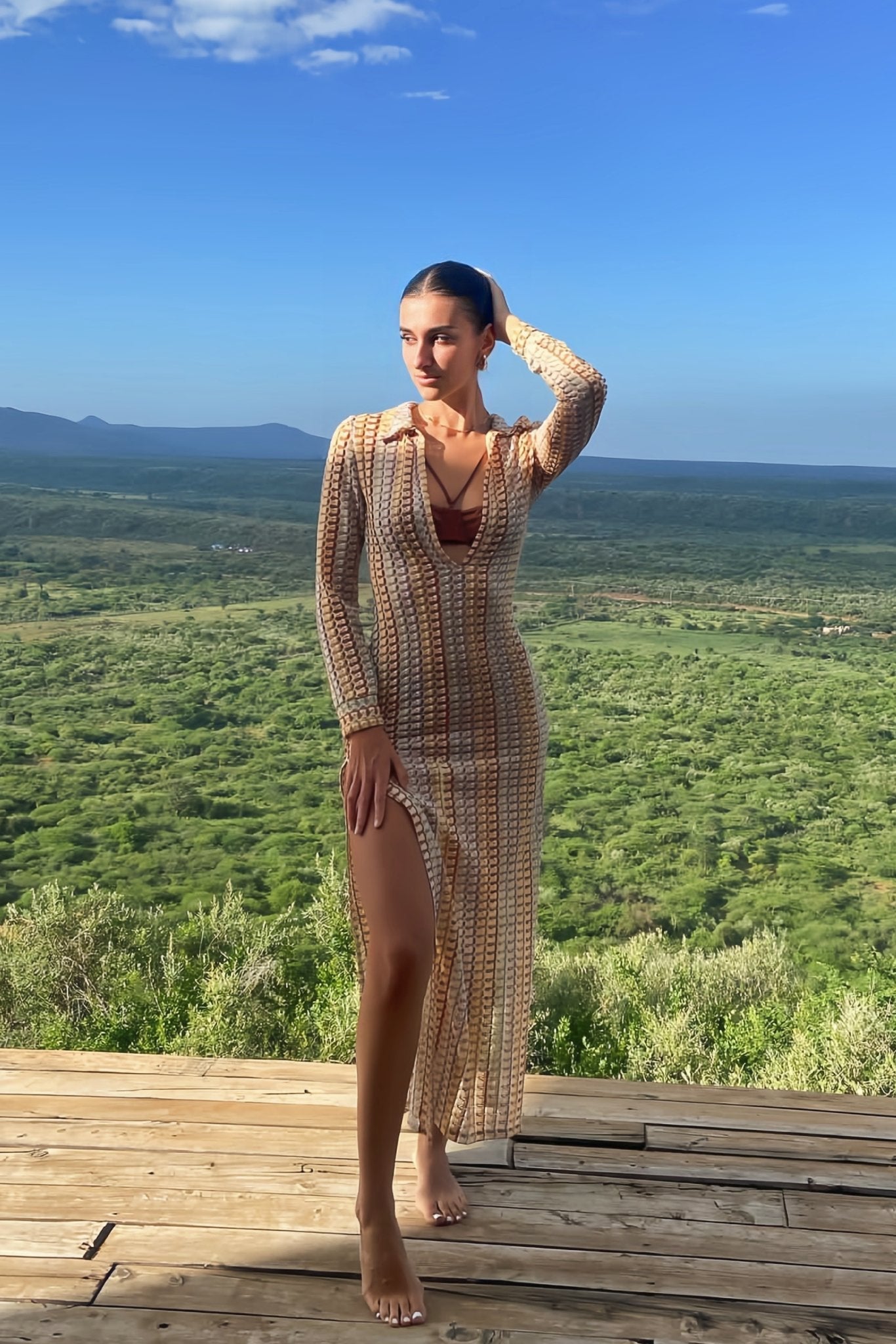 Slim Stretch Fit Long Sleeve Maxi Dress