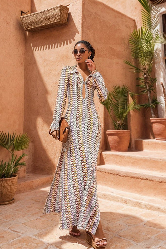 Slim Stretch Fit Long Sleeve Maxi Dress