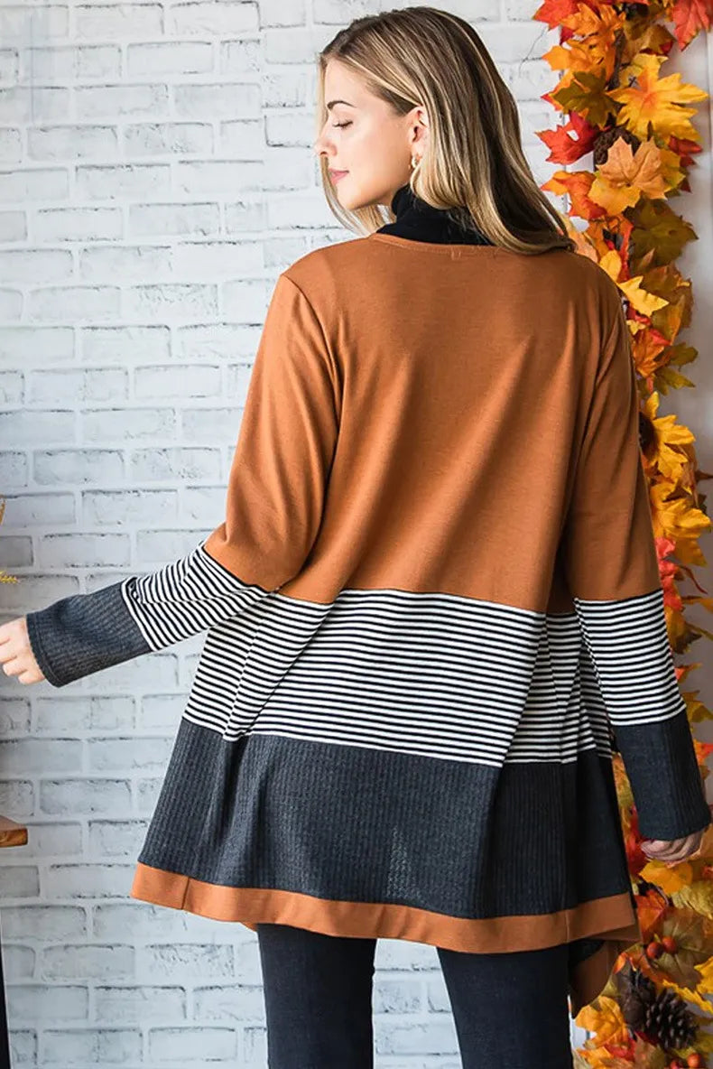 Women's striped knitted cardigan