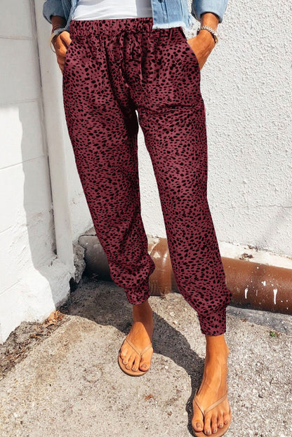 Women's leopard print joggers with pockets