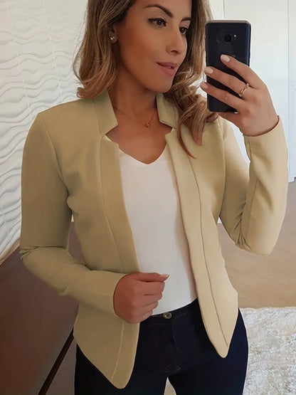 Women's elegant long-sleeved blazer for spring with open front