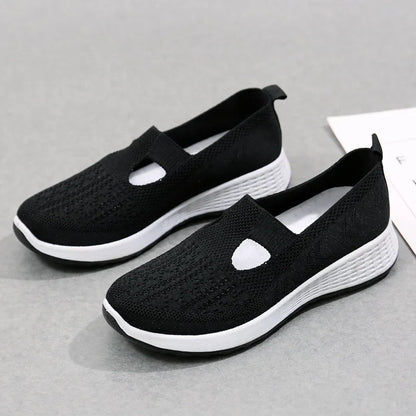 Women's Slip-On Sneakers - Breathable Knit Upper - Lightweight Cushioned Sole