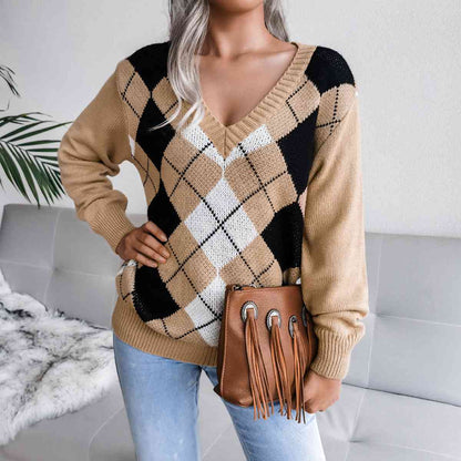 Stylish women's v-neck sweater