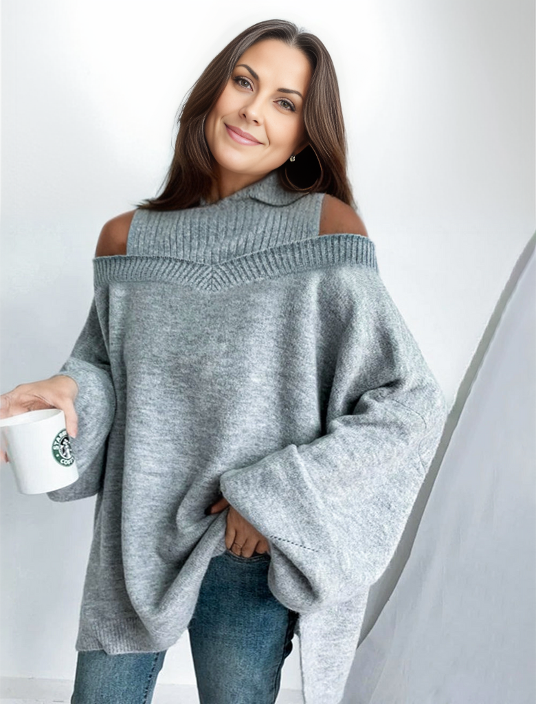 Off-Shoulder Knitted Sweater