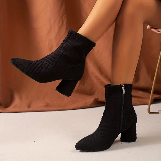 High Heel Side-Zip Pointed Boots