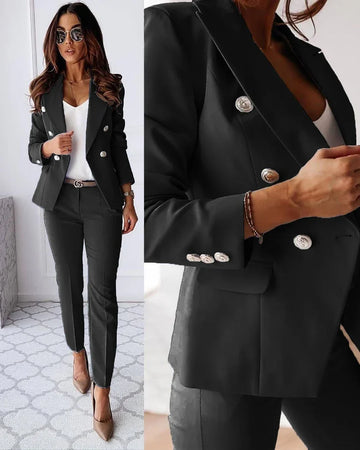 Elegant blazer set for women with big button design