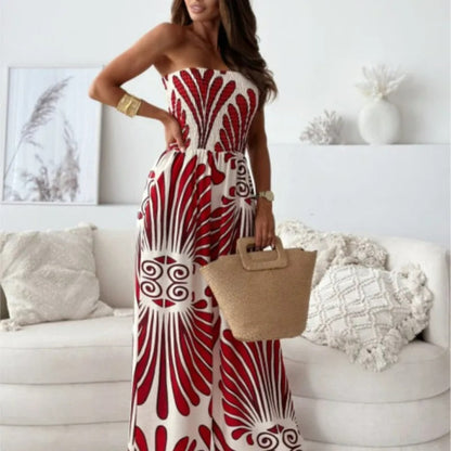 Women's Strapless Jumpsuit - Wide Leg - Fitted Bodice - Lightweight Breathable Fabric