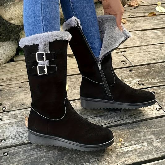 Thickened Velvet Mid-Tube Snow Boots