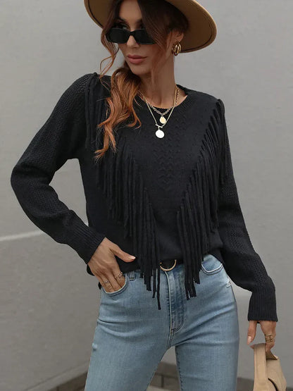 Women's sweater with fringes