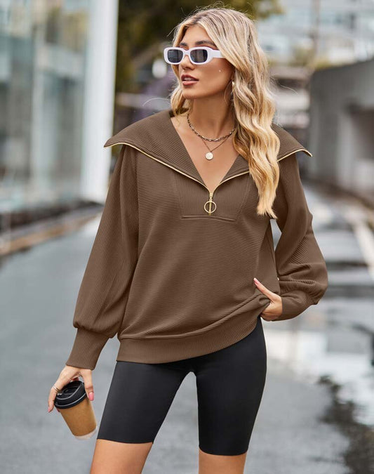 Zip Neckline Pullover Sweater