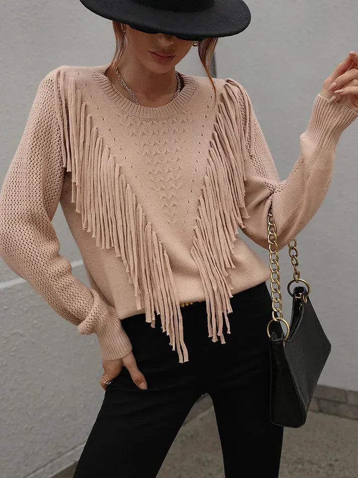 Women's sweater with fringes
