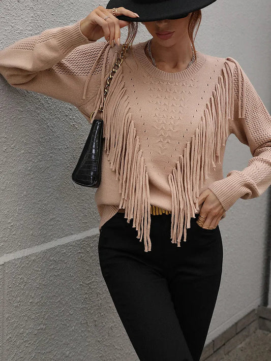Fringed Detail Knit Sweater