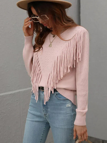 Women's sweater with fringes
