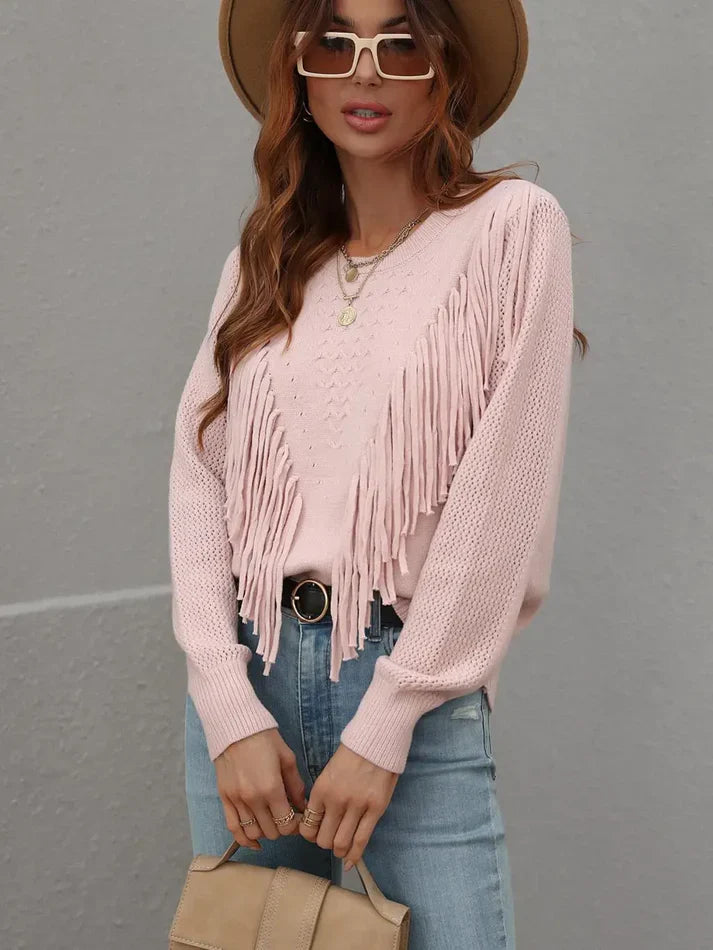 Women's sweater with fringes
