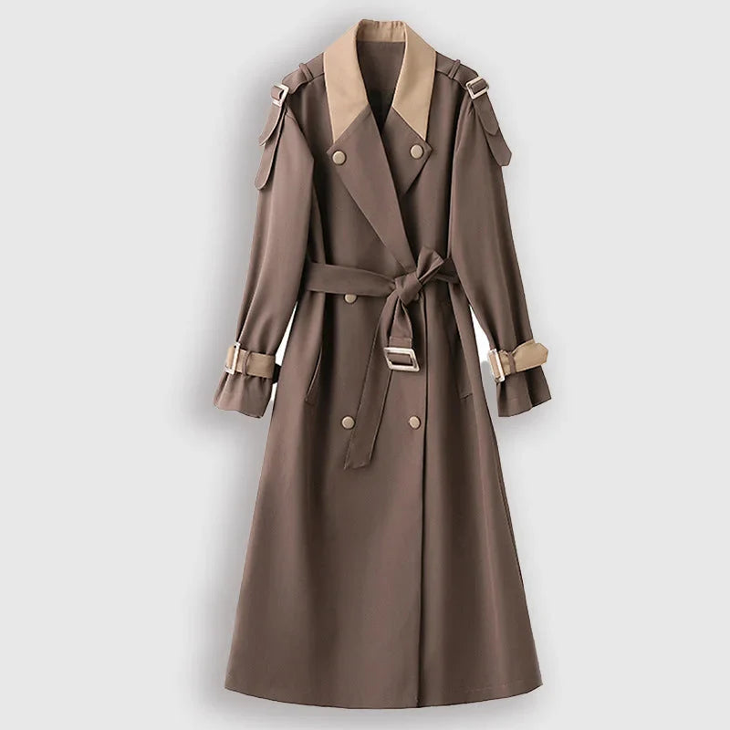 Women's long trench coat with belt