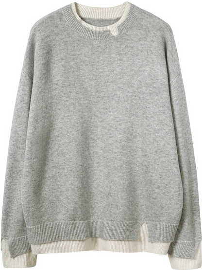 Women’s Knit Sweater - Relaxed Fit - Crew Neck - Ribbed Cuffs and Hem - Soft & Cozy