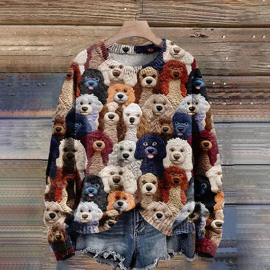 Knit Relaxed Fit Cartoon Dog Sweater