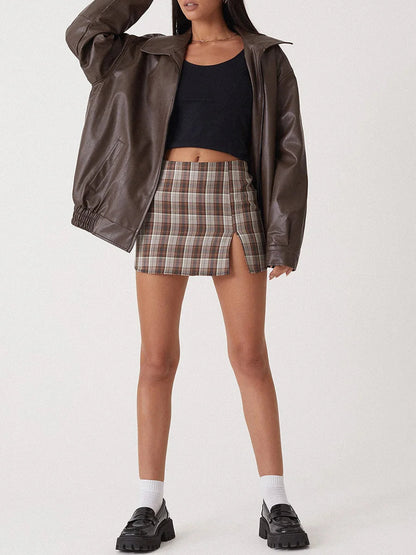 Women’s Bomber Jacket – Oversized Fit – Faux Leather Look – Zip Front – Ribbed Hem