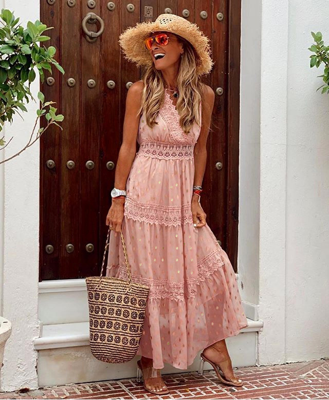 Kendra - v-neck sleeveless floor length boho dress