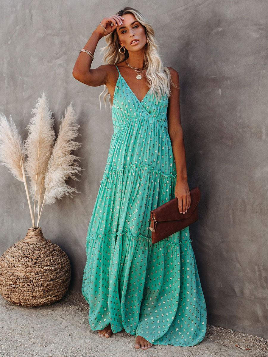 Hershey - v-neck sleeveless casual floor length maxi dress