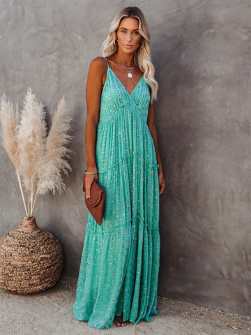 Hershey - v-neck sleeveless casual floor length maxi dress