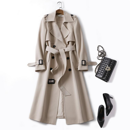 Slim Fit Belted Double Breasted Trench Coat 