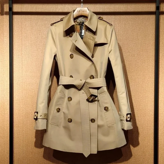 Slim Belted Double-Breasted Trench Coat 