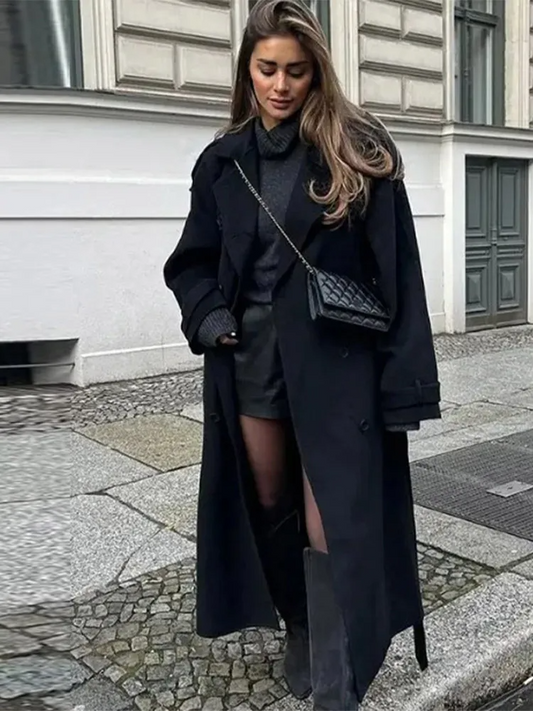 Wool Loose Fit Double-Breasted Overcoat 
