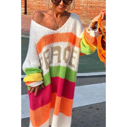 Women’s Oversized Sweater – Wool Knit – Off Shoulder – Longline Loose Fit Casual Wear