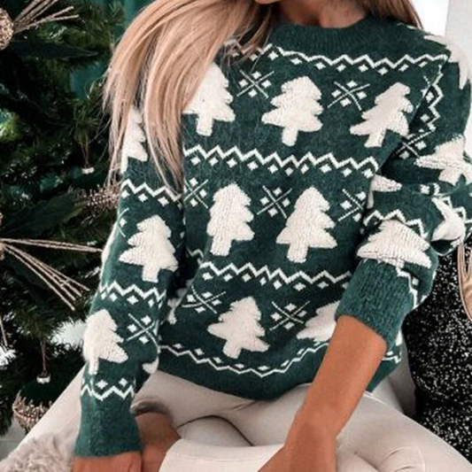 Knitted Wool Blend Relaxed Fit Sweater 
