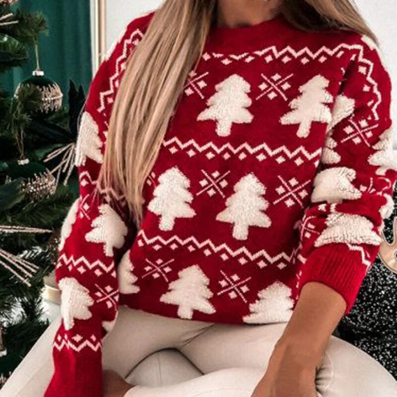 Knitted Wool Blend Relaxed Fit Sweater 