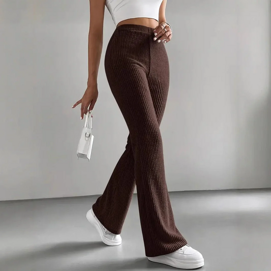 Ribbed Knit Stretch High Waist Lounge Pants 