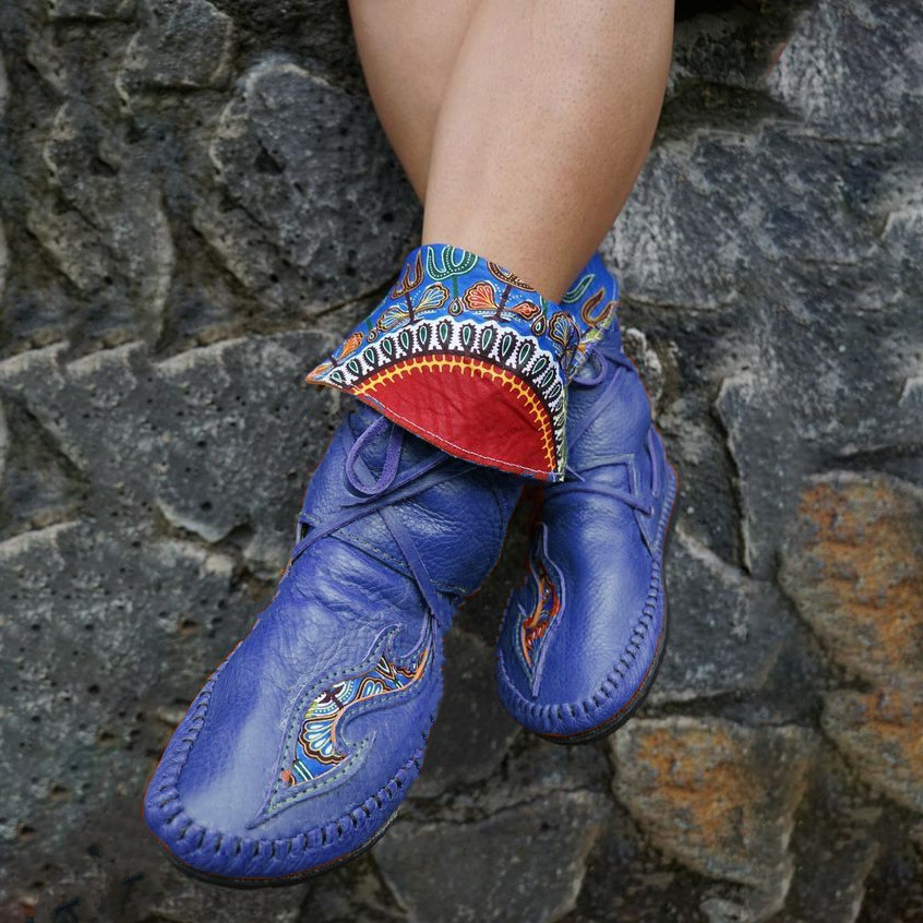 Tumbled Leather Lace-Up Mid-Calf Boots 