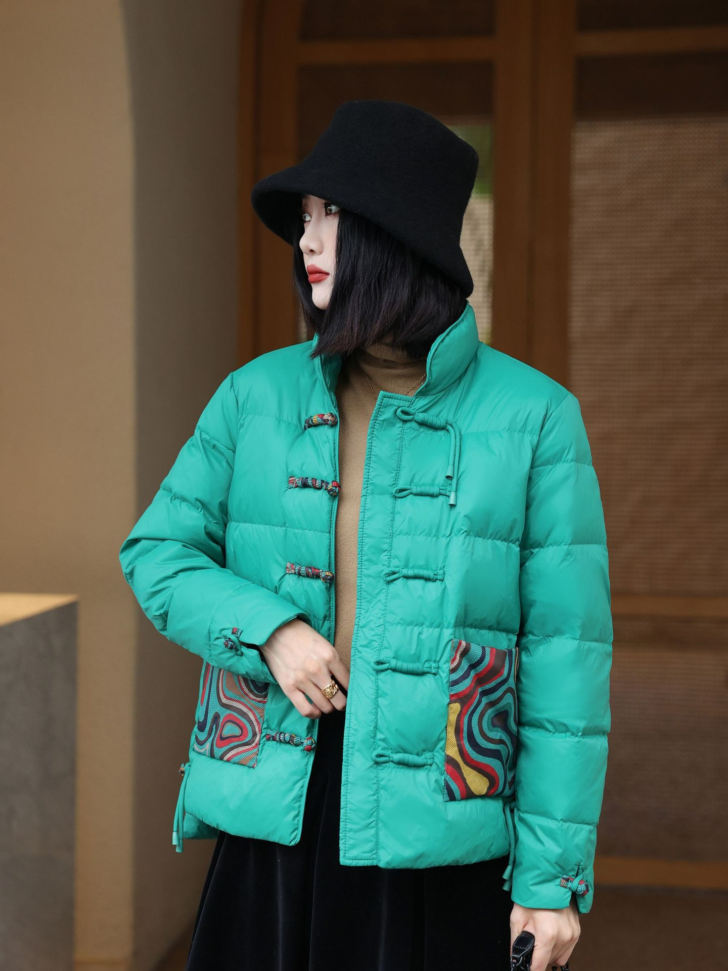 Loose Fit Quilted Puff Jacket With Pockets 