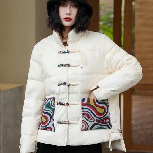 Loose Fit Quilted Puff Jacket With Pockets 