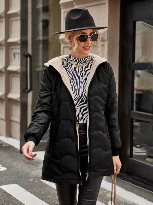 Quilted Padded Slim Fit Trench Coat 