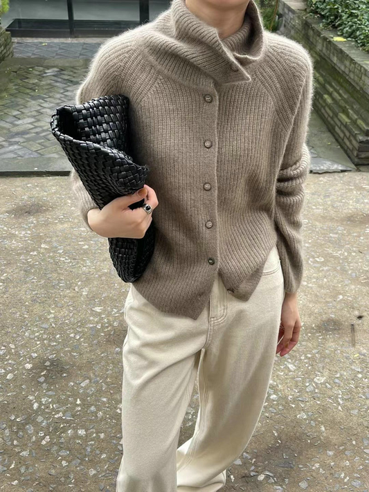 Ribbed Knit Relaxed Fit Cardigan 