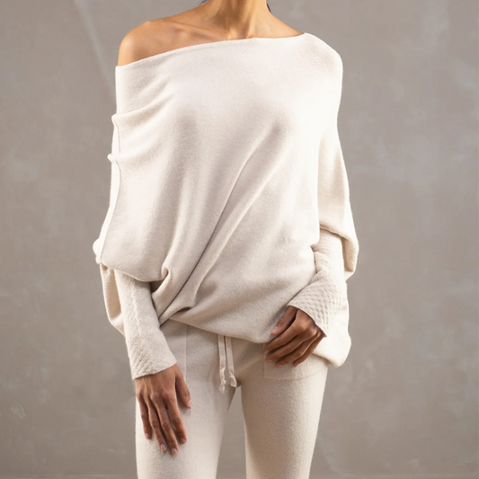 Knitted Texture Off-the-Shoulder Oversized Top 
