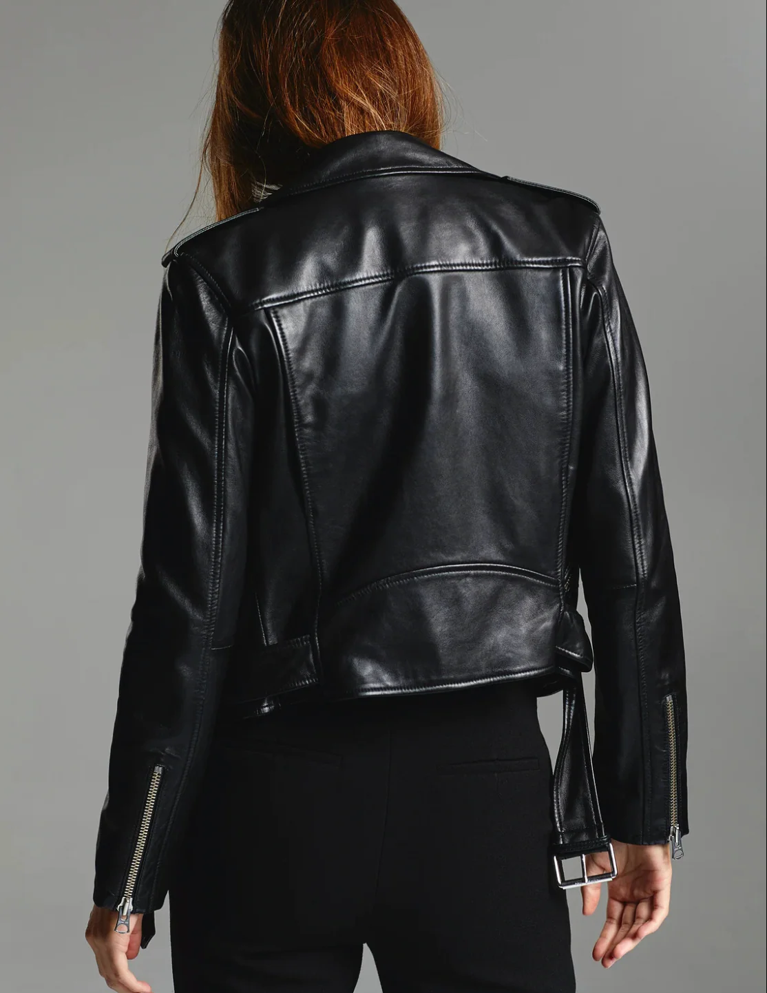 Women’s Leather Jacket – Slim Fit – Cropped Style – Biker Collar – Asymmetrical Zipper