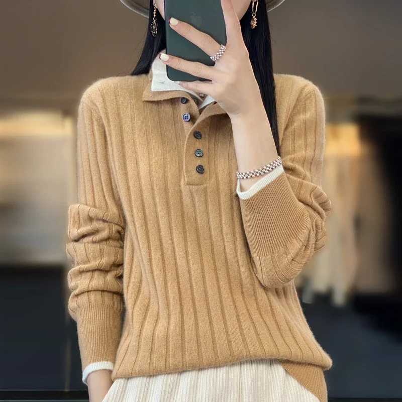 Ribbed Knit Relaxed Fit Pullover Sweatshirt 
