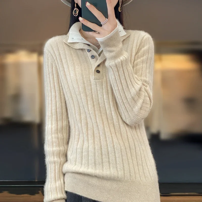 Ribbed Knit Relaxed Fit Pullover Sweatshirt 