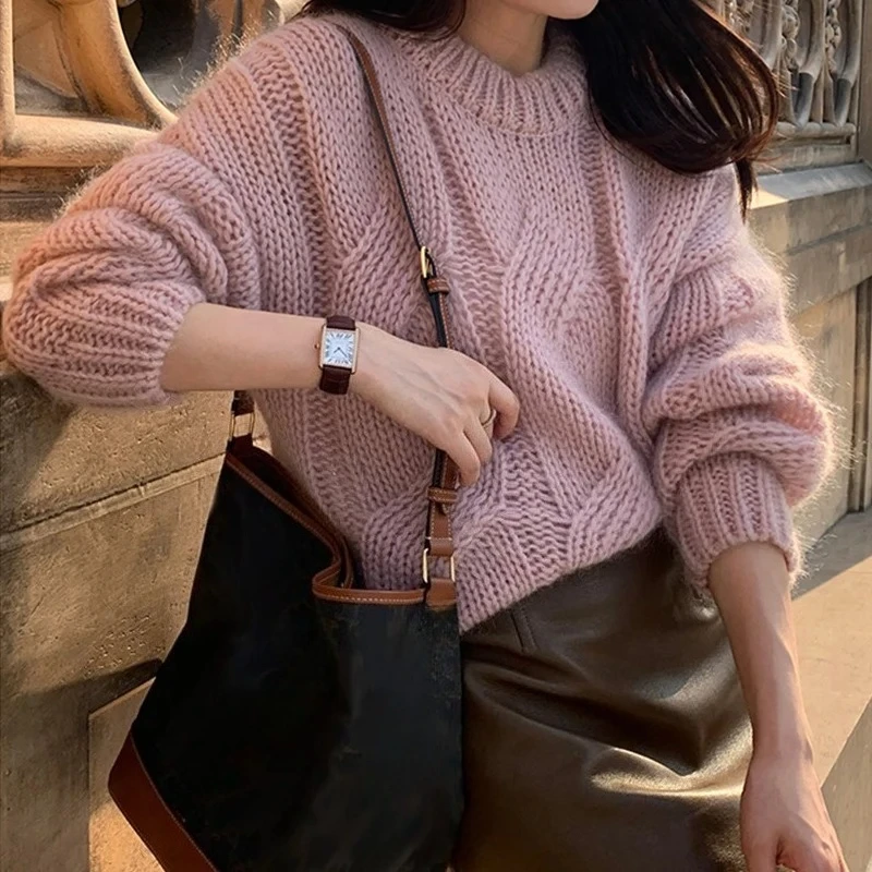 Chunky Cable Knit Oversized Sweatshirt 