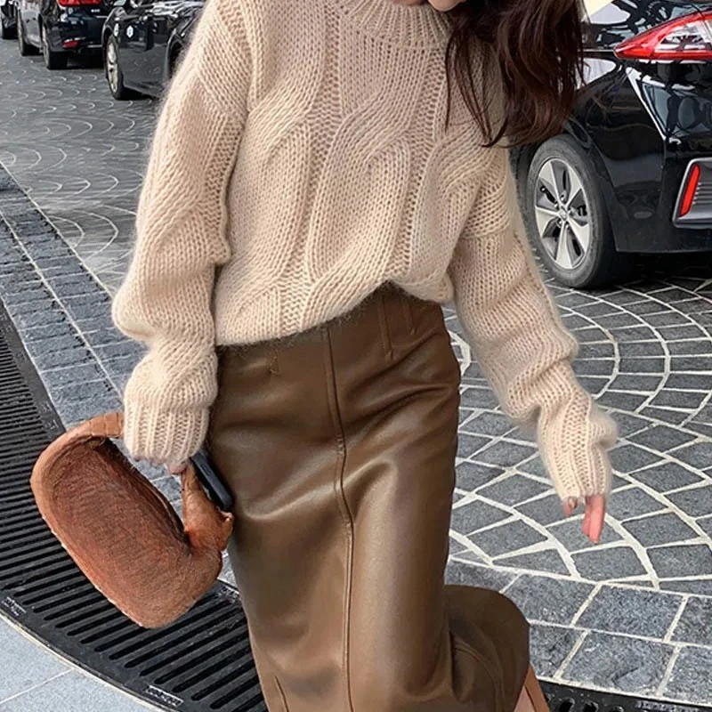 Chunky Cable Knit Oversized Sweatshirt 
