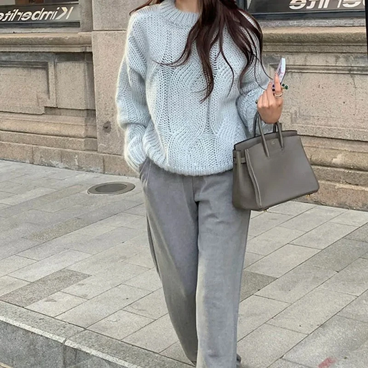 Chunky Cable Knit Oversized Sweatshirt 
