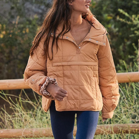 High Collar Relaxed Fit Woven Jacket