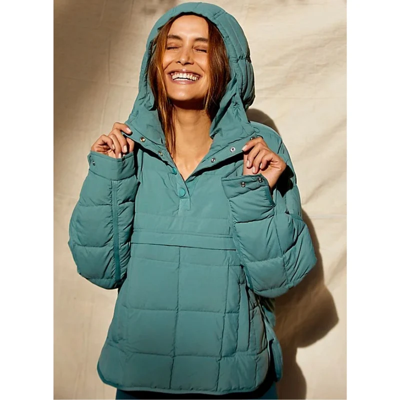 Women’s Jacket - Woven Synthetic Blend - Relaxed Fit - High Collar - Snap-Button Placket