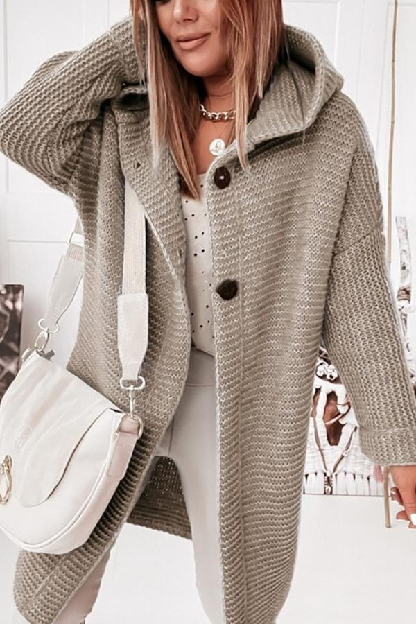 Chunky Knit Hooded Relaxed Fit Cardigan