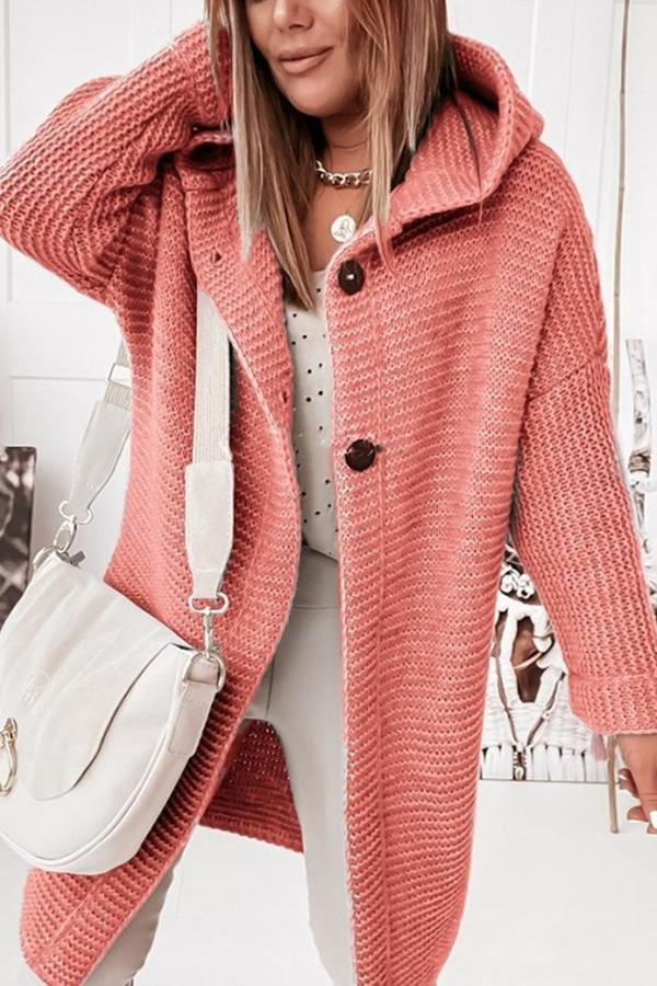 Chunky Knit Hooded Relaxed Fit Cardigan