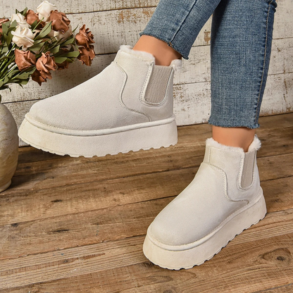 Women’s Chelsea Boots - Faux Suede - Chunky Platform Sole - Elastic Gussets
